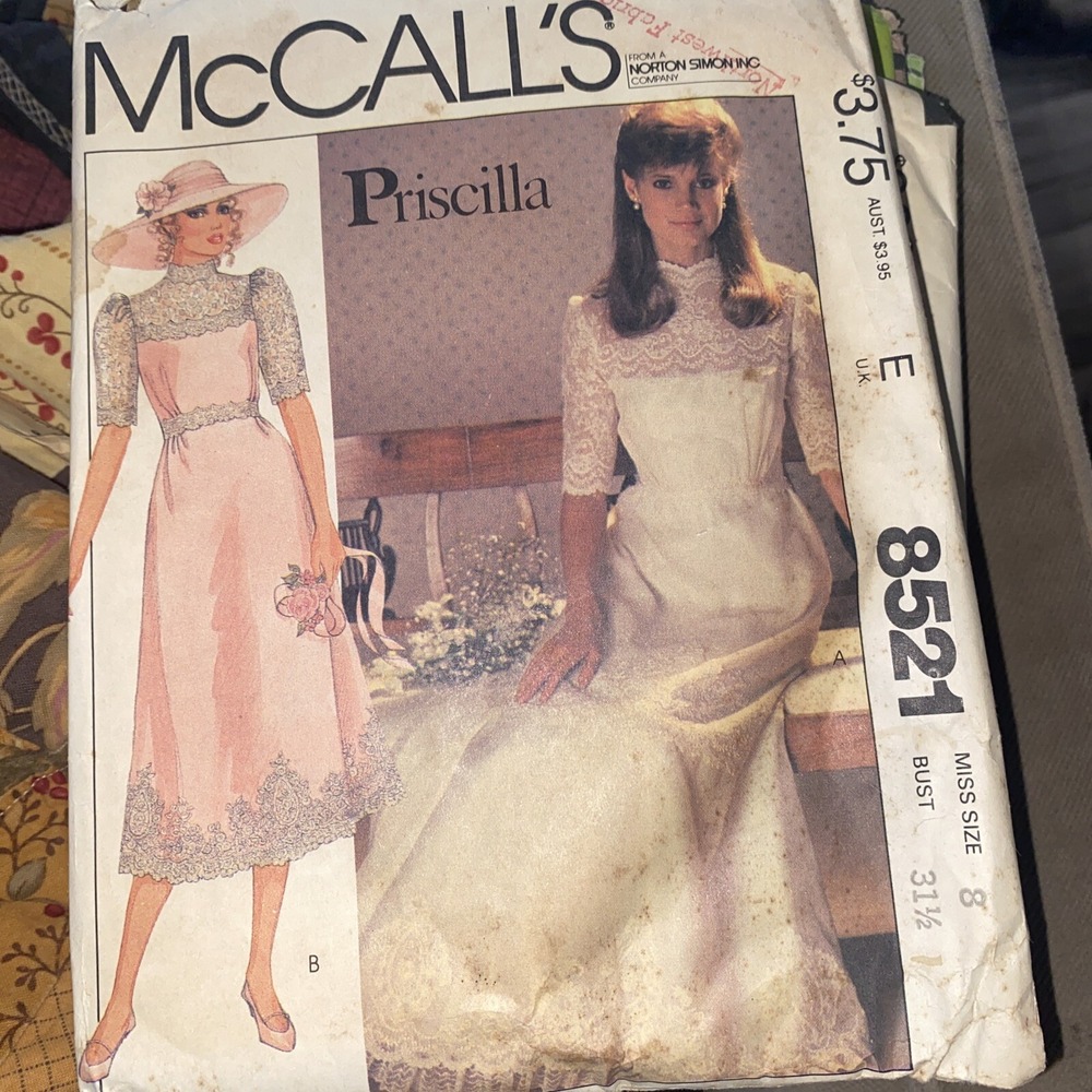 Vintage Priscilla McCalls Formal Dress Pattern 8521 Size 8 Cut Complete 1983
